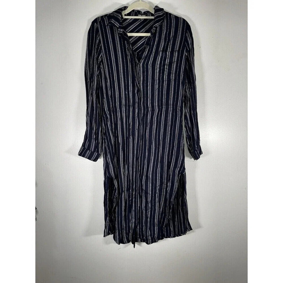 Dear John Shirt Dress   Roll Up Sleeves Flowy Blue And White Striped S - Picture 1 of 11